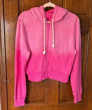American Eagle Pink Ombre Zip-Up Hoodie Size Large thumbnail 1