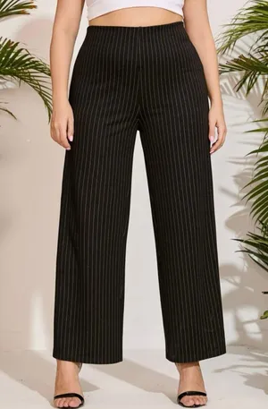 Women’s Pinstriped Flare Leg Pants (Plus Size: 0XL) thumbnail 4