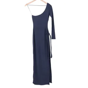 Naked Wardrobe Navy One Shoulder Side Tie Cutout Maxi Dress S thumbnail 2
