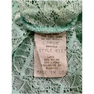 Vintage Mint Metallic Lace Bralette Cami Made in USA L thumbnail 5