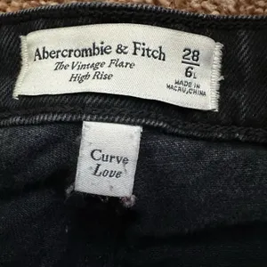 Abercrombie & Fitch Flare High Rise Curve Love Jeans Women 6L Black Retro Indie thumbnail 2
