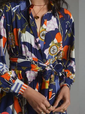 Anthropologie Maeve NEW Nautical Navy Mini Shirtdress thumbnail 2