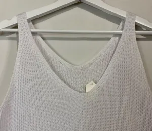 Women’s Sleeveless Knit V Neck Sweater Tank White Size XL NWOT thumbnail 2