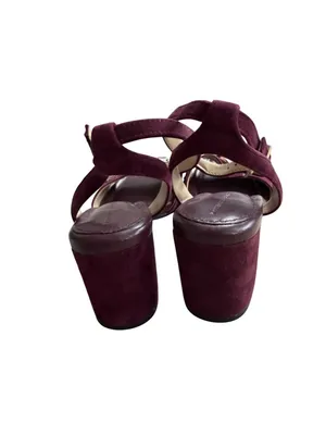 WHITE HOUSE BLACK MARKET Burgundy Suede Ankle Strap Sandals Heels Size 6.5 thumbnail 3