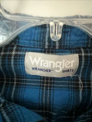 Wrangler Wrancher Blue Plaid Pearl Snap western shirt ➕ thumbnail 4