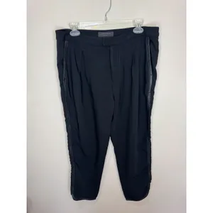 Rag‎ & Bone Platini Leather Trimmed Black Pants Sz 12 thumbnail 3