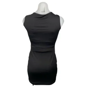 Women's Black Cutout Tie Knot Sleeveless Cowl Layered Mini Bodycon Dress Size S thumbnail 4