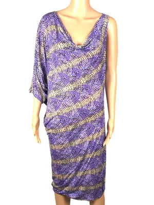 BCBGMAXAZRIA KESI Purple One-Shoulder Lightweight Dress NEW WITH TAGS Medium thumbnail 2