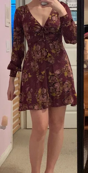 Wine Floral Dress thumbnail 1
