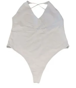 Aritzia Babaton Womens V-Neck Criss-Cross Back Sleeveless One-Piece Bodysuit Sto thumbnail 1