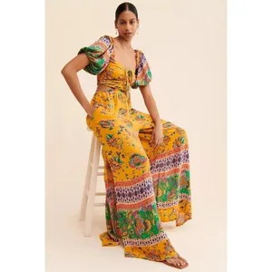 Free People Boho Bali Citrus Skies Jumpsuit Size S/P thumbnail 4