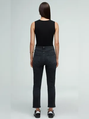AGOLDE Riley High Rise Straight Crop Charcoal Black Wash Jeans | Size 27 thumbnail 4