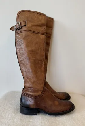 Vince Camuto Bollo Knee-High Brown Leather Studded Riding Boots Wm Sz 9 thumbnail 1