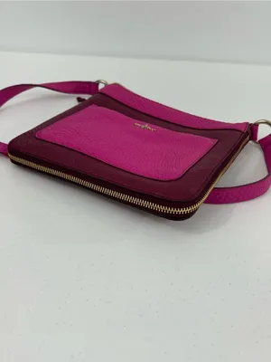 Cole Haan Pebbled Two-Tone Pink Leather Expandable Crossbody Bag thumbnail 4