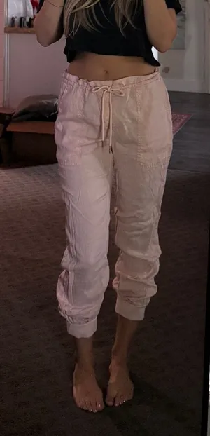Guess Light Pink Drawstring Jogger Pants thumbnail 1