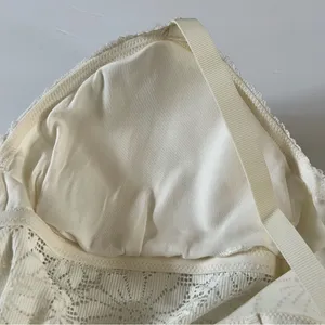 Aerie Textured Lace Padded Longline Bralette in Creamy White Size XL thumbnail 6