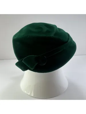 Vintage Edco Riviera Emerald Green Velour Hat with Bow Details thumbnail 4