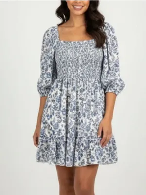 NWT Revolve | Super Natural by Secret Mission |Blue Greenport Puff Sleeve Dress thumbnail 2