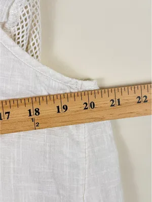 White Crochet Lace Old Navy Short Sleeve Peasant Top L thumbnail 8