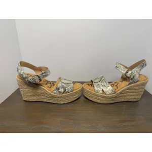 Sam Edelman Maura Snakeskin Espadrille Platform 4" Wedge Sandals Size 8.5 thumbnail 2