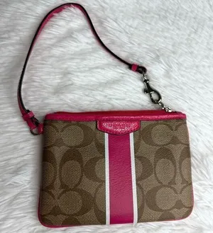 COACH Brown Pink Wristlet thumbnail 1