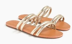 J. Crew seaside slide‎ sandals metallic gold sz 6 thumbnail 1