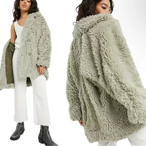 Free People Honeypie Teddy Jacket Shag‎ Faux Fur Coat Large thumbnail 3
