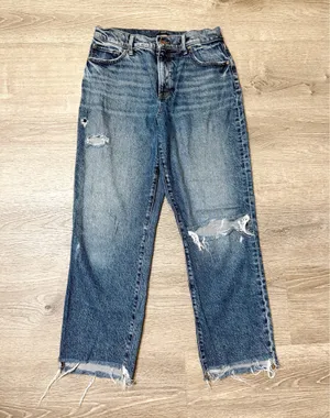 Express high rise straight ankle jeans thumbnail 1