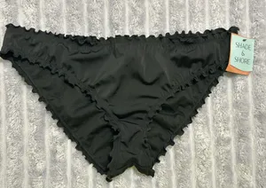Shade & Shore Black Ruffled Bikini Bottom — Size L (12–14) thumbnail 1