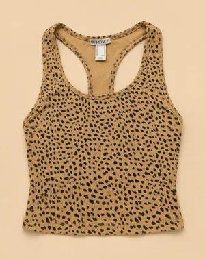 Forever 21 Leopard Ribbed Racerback Tank Top thumbnail 1