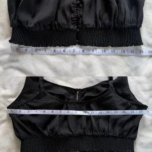 Free People Intimately You Honey Black Satin Crop Top Size Small Boho Indie thumbnail 8