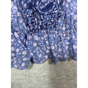 Free People Shirt Sz M Floral‎ Embroidered Cottage Peasant Boho Floral thumbnail 5