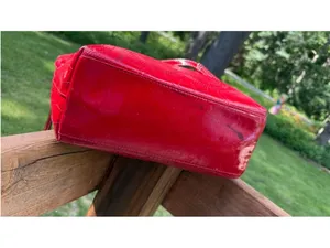 Coach Y2K Signature Patent Leather Tote Persimmon Red F15142 thumbnail 7