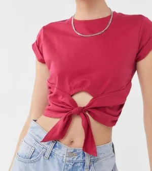 Urban Outfitters red crop with tie thumbnail 1