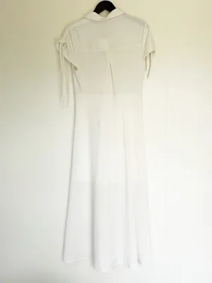 NWT SALTED HOUSES Boutique Collared Button-Front Midi Dress in Ivory Size Medium thumbnail 8