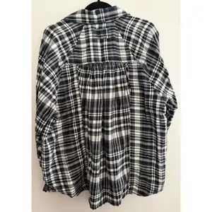 Free People We The‎ Free Indigo Skies White/Black Plaid Shirt Women's Size Small thumbnail 2