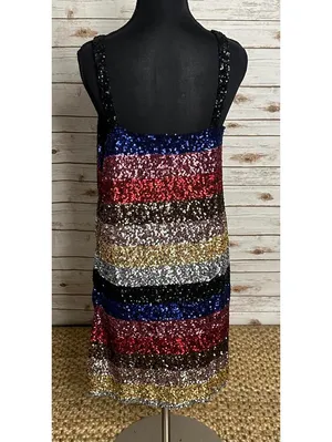 GAP multicolored striped sequin bodycon sleeveless mini dress Size Small thumbnail 3
