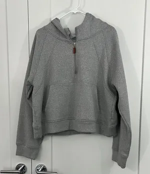 Laslulu 2XL Gray Half-Zip Scuba Hoodie Sweatshirt with Pocket thumbnail 3
