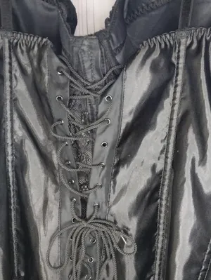 Lover's Lane Black Lace Satin Vintage Style Gothic Grunge Y2K 90's Corset Top thumbnail 4