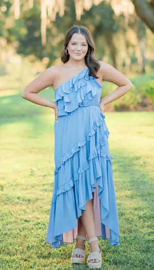 Boutique One-Shoulder Ruffle Dress thumbnail 1