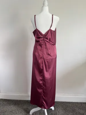 ASTR The Label Twist Front Satin Midi Dress, Large, Mauve thumbnail 2