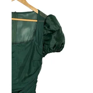 Missguided Ruched Mesh Mini Dress 8 Green‎ Puff Sleeve Bodycon Cocktail NWT thumbnail 4