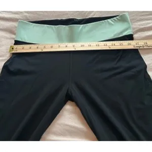 Victorias Secret PINK Yoga Pants Black Mint Green Foldover Flare Leg Leggings thumbnail 3