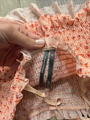 Anthropologie Smocked Ruffle Cami & Short/Brief Set - Pink Floral size small thumbnail 7