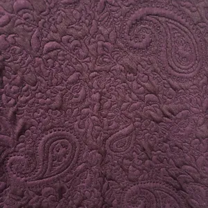Lands End Paisley Quilted Long Sleeve Top Womens M Purple Casual Loungewear Work thumbnail 3
