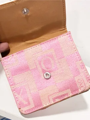 Vintage Pink Fabric XOXO Snap Closure Wallet Silver Hardware thumbnail 4