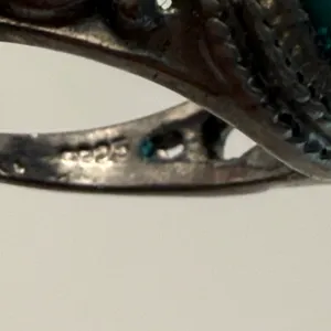 Turquoise Blue sz 9 Sterling Silver 925 Filigree Statement‎ Ring Boho thumbnail 7