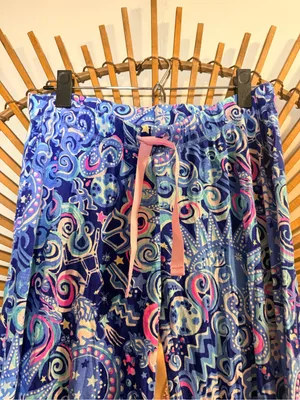 Lilly Pulitzer Women’s Blue Multi Pajama Pants Sleepwear Lounge Drawstring Whims thumbnail 4