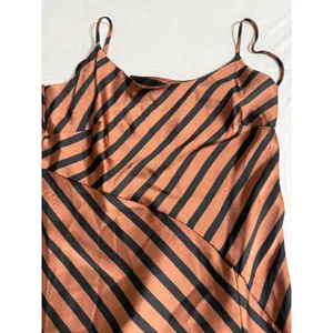 A New Day Women S Brown Striped Satin Slip Midi Dress Adjustable Straps NWT thumbnail 3