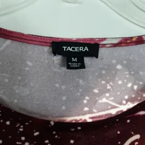 Tacera Dress Size Medium Burgundy Artsy Festive Winter Holiday Party Christmas thumbnail 6